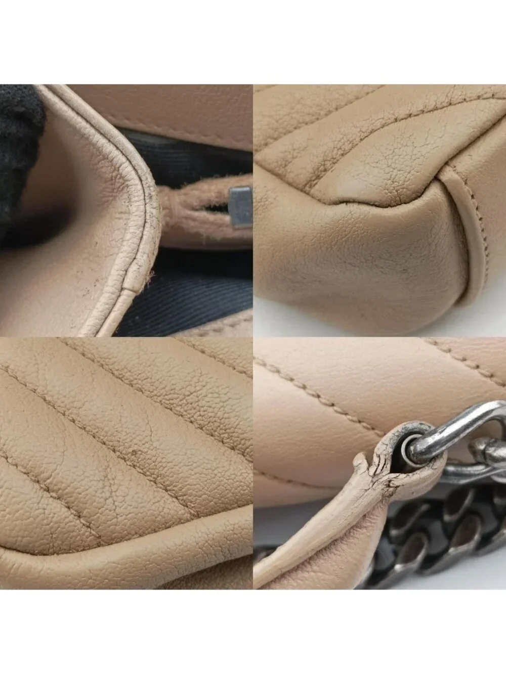 Saint Laurent Carre Beige Leather Shoulder Bag